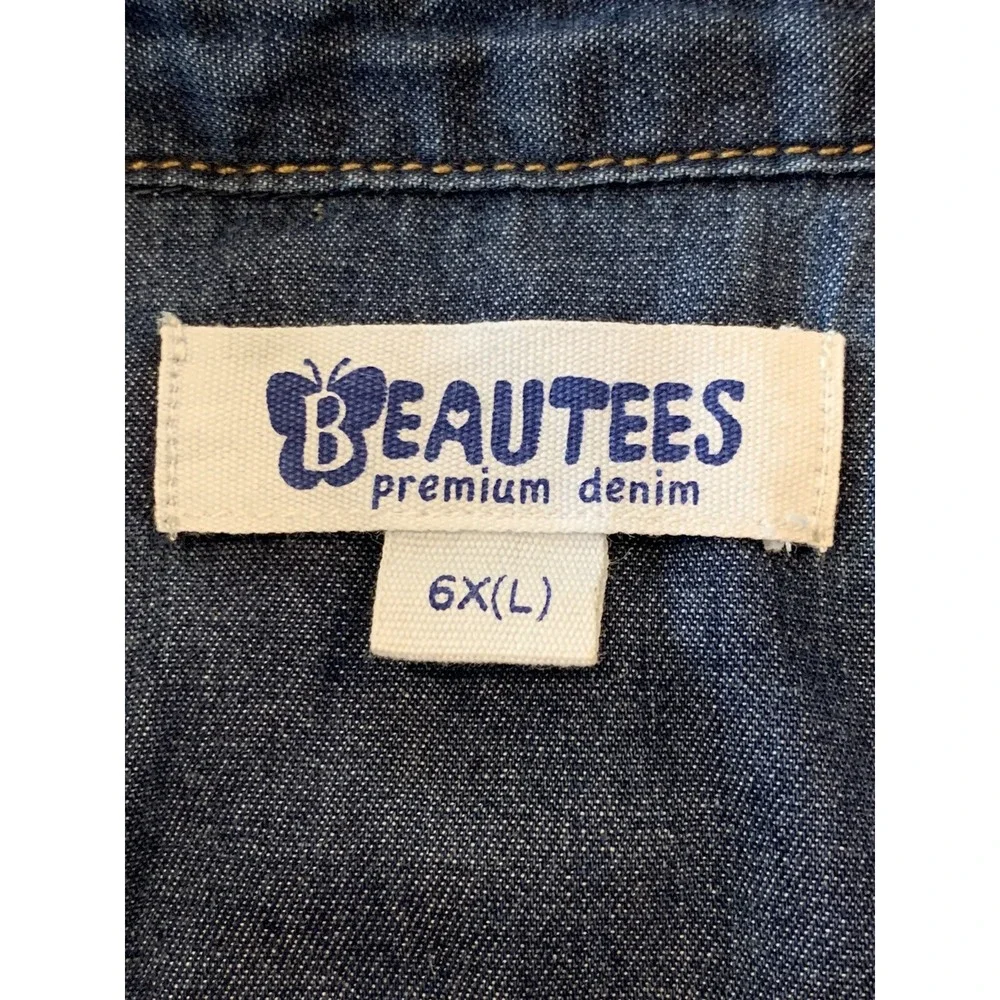 Beautees Premium Denim Girls Shirt New with Tags 6X Button Up Long Sleeved Cute